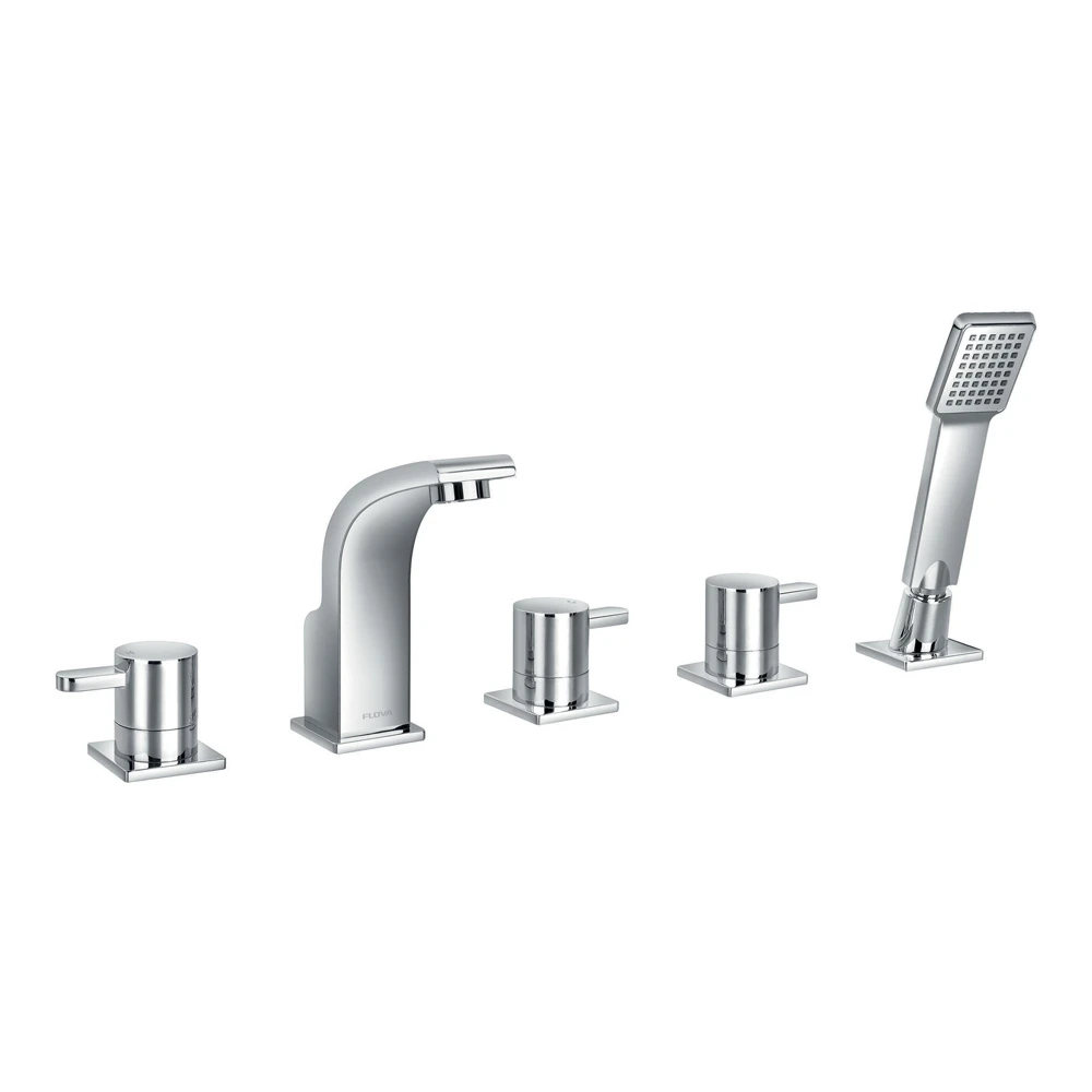 Flova Essence 5 Hole Deck Mounted Bath & Shower Mixer With Pull Out Handset 3 Flova Essence 5 Hole Deck Mounted Bath & Shower Mixer With Pull Out Handset