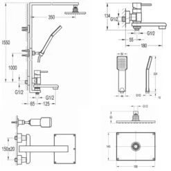 Flova Essence Manual Shower Column With Handset, Overhead Shower & Diverter Bath Spout -Vado Sale Store flova essence manual shower column with handset overhead shower and diverter bath spout esbsmrr technical details