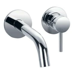 Flova Levo 2 Hole Wall Mounted Basin Mixer With Clicker Waste