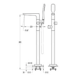 Flova Allore Thermostatic Floorstanding Bath Shower Mixer With Handset Kit 11 Flova Allore Thermostatic Floorstanding Bath Shower Mixer With Handset Kit -Vado Sale Store flova size drawing alfmbsm