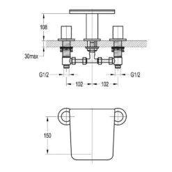 Flova Annecy 3 Hole Waterfall Bath Mixer Tap -Vado Sale Store flova size drawing an3hbf