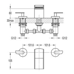 Flova Cascade 3 Hole Waterfall Basin Mixer With Clicker Waste -Vado Sale Store flova size drawing ca3hbas