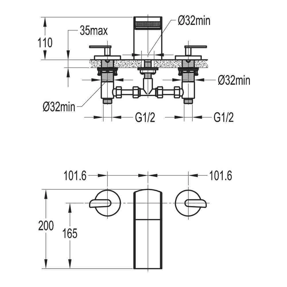 Flova Cascade 3 Hole Waterfall Bath Mixer Tap 5 Flova Cascade 3 Hole Waterfall Bath Mixer Tap - Image 3