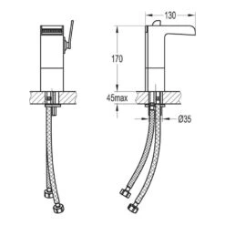 Flova Cascade Mid Height Waterfall Mono Basin Mixer With Clicker Waste -Vado Sale Store flova size drawing cambas