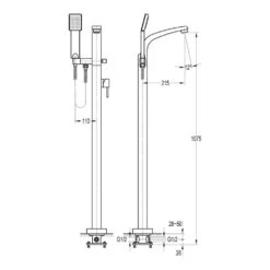 Flova Essence Floorstanding Bath Shower Mixer With Handset -Vado Sale Store flova size drawing esfmbsm