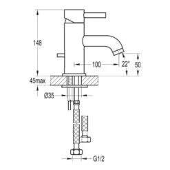 Flova Levo Mono Basin Mixer With Clicker Waste 7 Flova Levo Mono Basin Mixer With Clicker Waste -Vado Sale Store flova size drawing lvbas