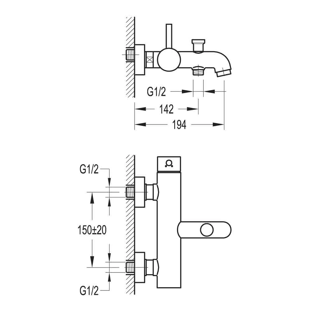 Flova Levo Wall Mounted Manual Single Lever Bath Filler 4 Flova Levo Wall Mounted Manual Single Lever Bath Filler - Image 2