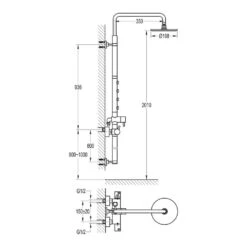 Flova Levo Complete Thermostatic Shower Set With Overhead Shower, Handset Kit & Body Jets 7 Flova Levo Complete Thermostatic Shower Set With Overhead Shower, Handset Kit & Body Jets -Vado Sale Store flova size drawing lvsp