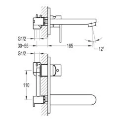 Flova Smart Wall Mounted Concealed Basin Mixer Tap With Clicker Waste 7 Flova Smart Wall Mounted Concealed Basin Mixer Tap With Clicker Waste -Vado Sale Store flova size drawing sm2hbas