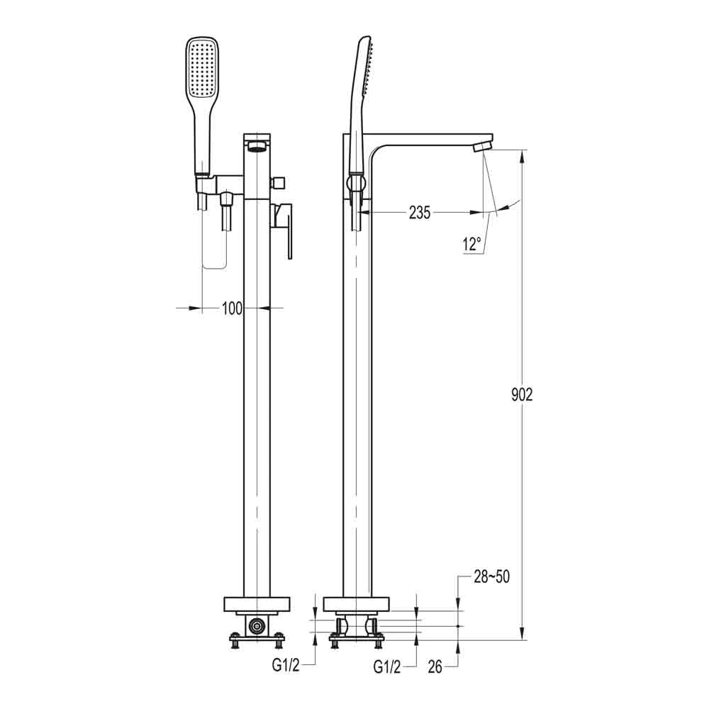 Flova Smart Floor Standing Bath Shower Mixer With Handset Kit 6 Flova Smart Floor Standing Bath Shower Mixer With Handset Kit - Image 4