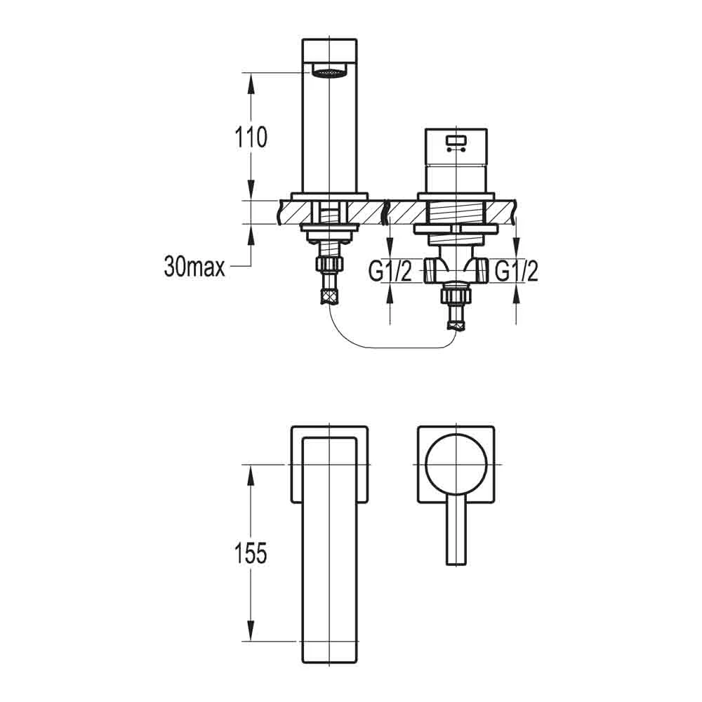 Flova STR8 2 Hole Deck Mounted Bath Mixer Tap 5 Flova STR8 2 Hole Deck Mounted Bath Mixer Tap - Image 3