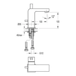 Flova STR8 Mono Basin Mixer With Clicker Waste 7 Flova STR8 Mono Basin Mixer With Clicker Waste -Vado Sale Store flova size drawing stbas