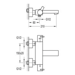 Flova STR8 Wall Mounted Thermostatic Bath Shower Mixer With Handset Kit -Vado Sale Store flova size drawing stthwmbsm