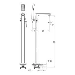 Flova Urban Floorstanding Bath Shower Mixer With Handset Kit -Vado Sale Store flova size drawing urfmbsm