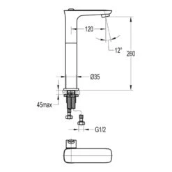Flova Urban Tall Mono Basin Mixer With Clicker Waste -Vado Sale Store flova size drawing urtbas
