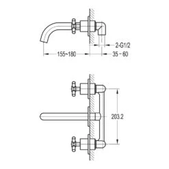 Flova XL Wall Mounted 3 Hole Concealed Basin Mixer With Clicker Waste 7 Flova XL Wall Mounted 3 Hole Concealed Basin Mixer With Clicker Waste -Vado Sale Store flova size drawing xl3hwmbas