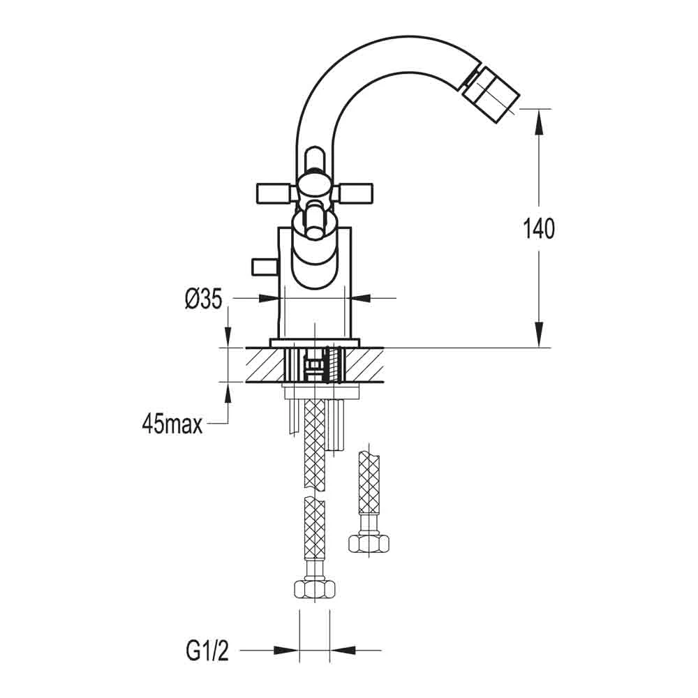 Flova XL Mono Bidet Mixer With Clicker Waste 4 Flova XL Mono Bidet Mixer With Clicker Waste - Image 2
