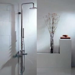 Flova XL Thermostatic Shower Column With Overhead Shower, Handset Kit & Body Jets