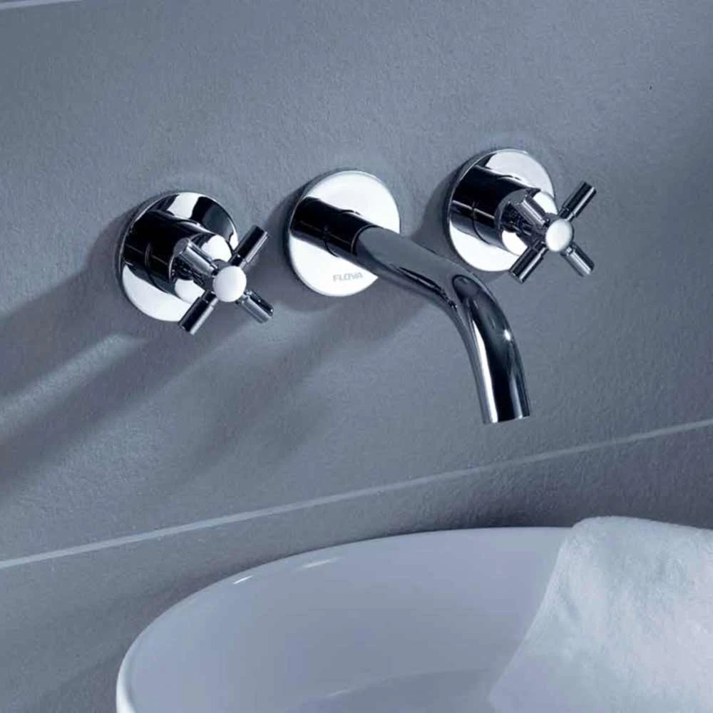 Flova XL Wall Mounted 3 Hole Concealed Basin Mixer With Clicker Waste 4 Flova XL Wall Mounted 3 Hole Concealed Basin Mixer With Clicker Waste - Image 2