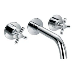 Flova XL Wall Mounted 3 Hole Concealed Basin Mixer With Clicker Waste