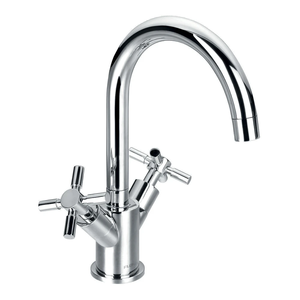 Flova XL Twin Crosshead Handle Basin Mixer Tap With Clicker Waste 4 Flova XL Twin Crosshead Handle Basin Mixer Tap With Clicker Waste - Image 2