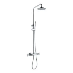 Flova XL Exposed Thermostatic Shower Column With Overhead Shower & Handset