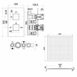 Flynn Concealed Shower Valve & Fixed Shower Head - 360mm Arm -Vado Sale Store flynn shower valve fixed head kit tech