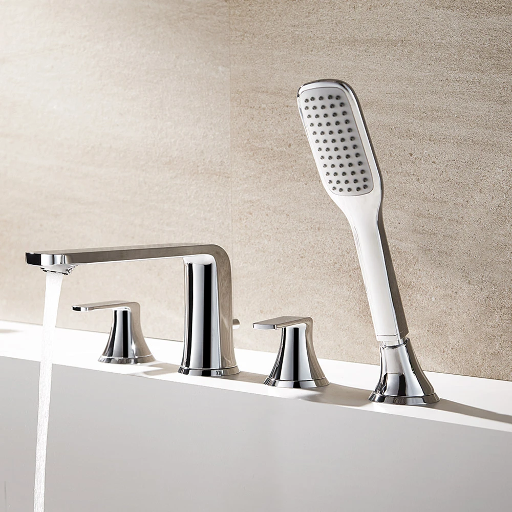 Flova Fusion 4 Hole Deck Mounted Bath Shower Mixer With Pull Out Handset 3 Flova Fusion 4 Hole Deck Mounted Bath Shower Mixer With Pull Out Handset