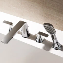 Flova Fusion 4 Hole Deck Mounted Bath Shower Mixer With Pull Out Handset 7 Flova Fusion 4 Hole Deck Mounted Bath Shower Mixer With Pull Out Handset -Vado Sale Store fn4hbsm flova fusion bath shower mixers lifestyle