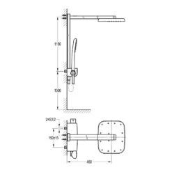 Flova Fusion GoClick Exposed Thermostatic Shower Column With Handset Kit & Dual Function Waterfall Overhead Shower -Vado Sale Store fntexgo3 flova fusion goclick exposed shower sets techimage