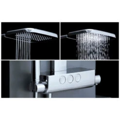 Flova Fusion GoClick Exposed Thermostatic Shower Column With Handset Kit & Dual Function Waterfall Overhead Shower -Vado Sale Store fntexgo3 flova fusion goclick exposed shower sets details
