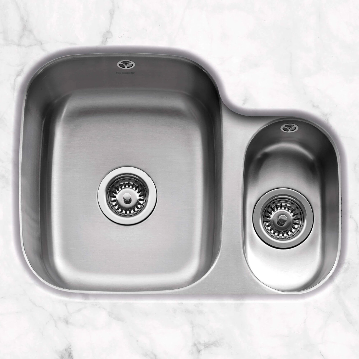 Caple Form 1.5 Bowl Undermount Satin Stainless Steel Sink & Waste Kit With Right Hand Small Bowl - 590 X 450mm 5 Caple Form 1.5 Bowl Undermount Satin Stainless Steel Sink & Waste Kit With Right Hand Small Bowl - 590 X 450mm - Image 3