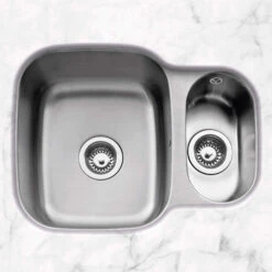 Caple Form 1.5 Bowl Undermount Satin Stainless Steel Sink & Waste Kit - Reversible - 590 X 450mm