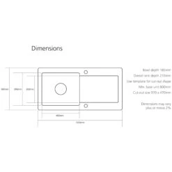 Caple Foxboro 1 Bowl White Ceramic Kitchen Sink With Reversible Drainer - 1000 X 500mm 7 Caple Foxboro 1 Bowl White Ceramic Kitchen Sink With Reversible Drainer - 1000 X 500mm -Vado Sale Store fox100 tech