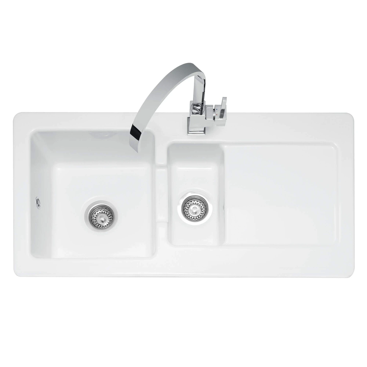 Caple Foxboro 1.5 Bowl White Ceramic Kitchen Sink With Reversible Drainer - 1000 X 500mm 3 Caple Foxboro 1.5 Bowl White Ceramic Kitchen Sink With Reversible Drainer - 1000 X 500mm