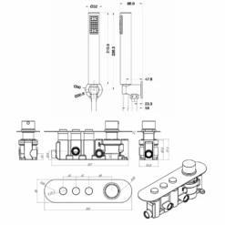 Gabrielle Concealed Thermostatic Shower Valve, Fixed 400mm Shower Head, Handset & Overflow Bath Filler - 300mm Ceiling Shower Arm -Vado Sale Store gabrielle button valve bath shower set tech