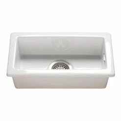 Butler & Rose Gourmet White Ceramic Rectangular 0.5 Bowl Kitchen Sink & Waste Kit - 250mm X 475mm