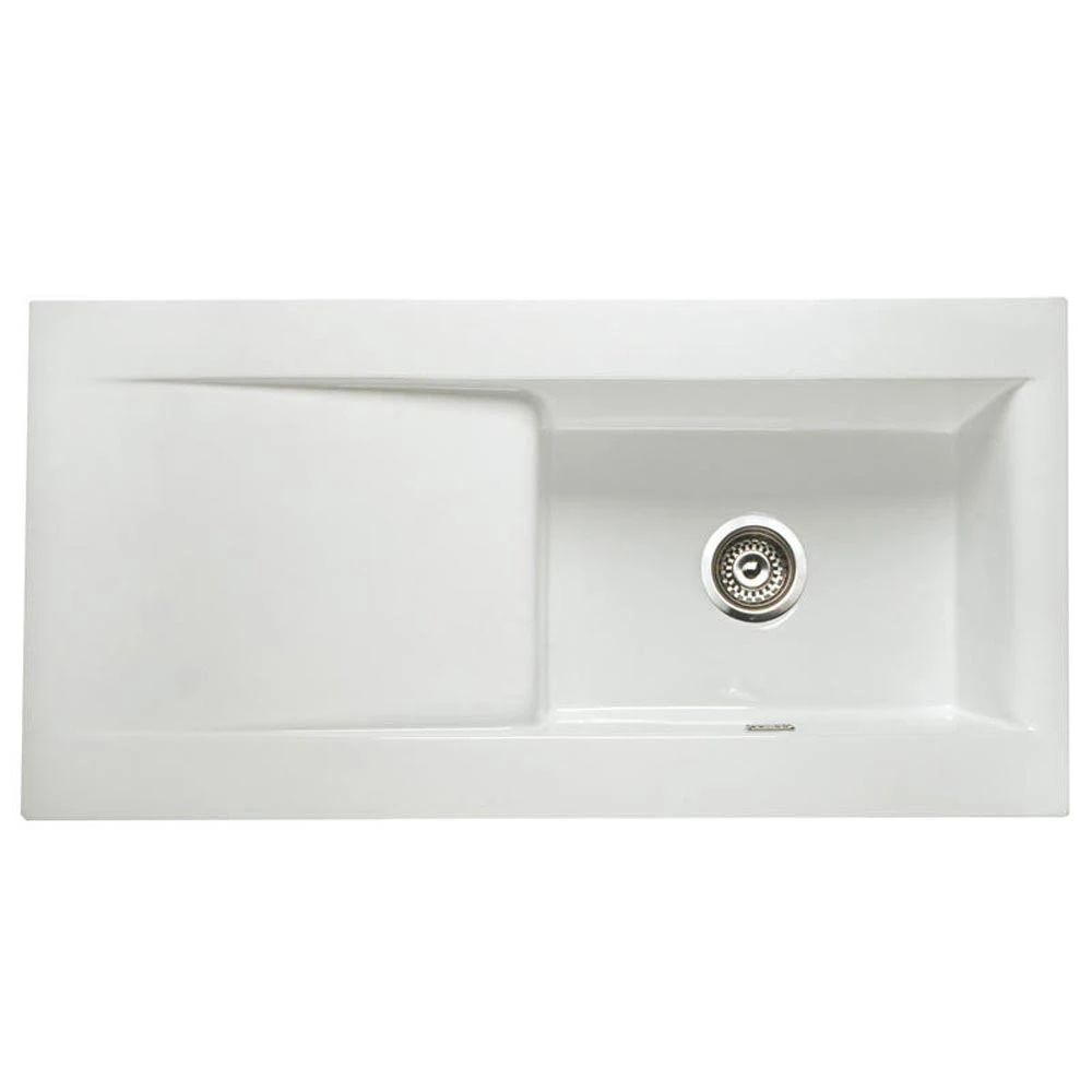 Butler & Rose Dream White Ceramic Fireclay Single Bowl Kitchen Sink With Reversible Drainer & Waste Kit - 1010mm X 510mm 6 Butler & Rose Dream White Ceramic Fireclay Single Bowl Kitchen Sink With Reversible Drainer & Waste Kit - 1010mm X 510mm - Image 4
