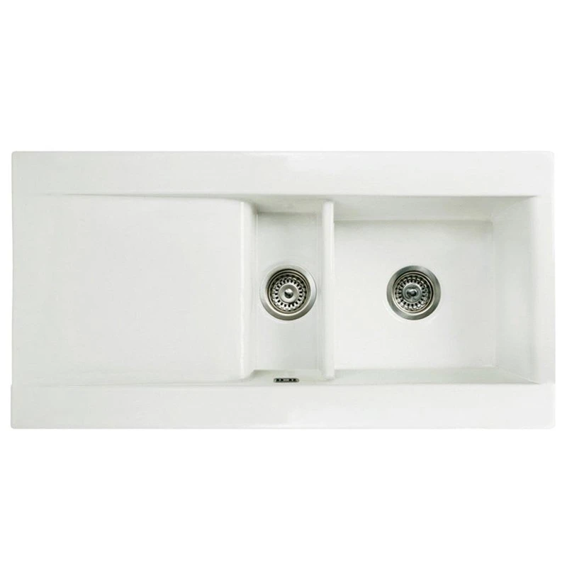 Butler & Rose Dream 1.5 Bowl White Ceramic Fireclay Kitchen Sink With Reversible Drainer & Waste Kit - 1010mm X 510mm 5 Butler & Rose Dream 1.5 Bowl White Ceramic Fireclay Kitchen Sink With Reversible Drainer & Waste Kit - 1010mm X 510mm - Image 3