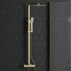 Drench Brushed Brass Square Thermostatic Rigid Riser Shower Kit -Vado Sale Store harbour brushed brass rigid riser shower kit primary lifestyle