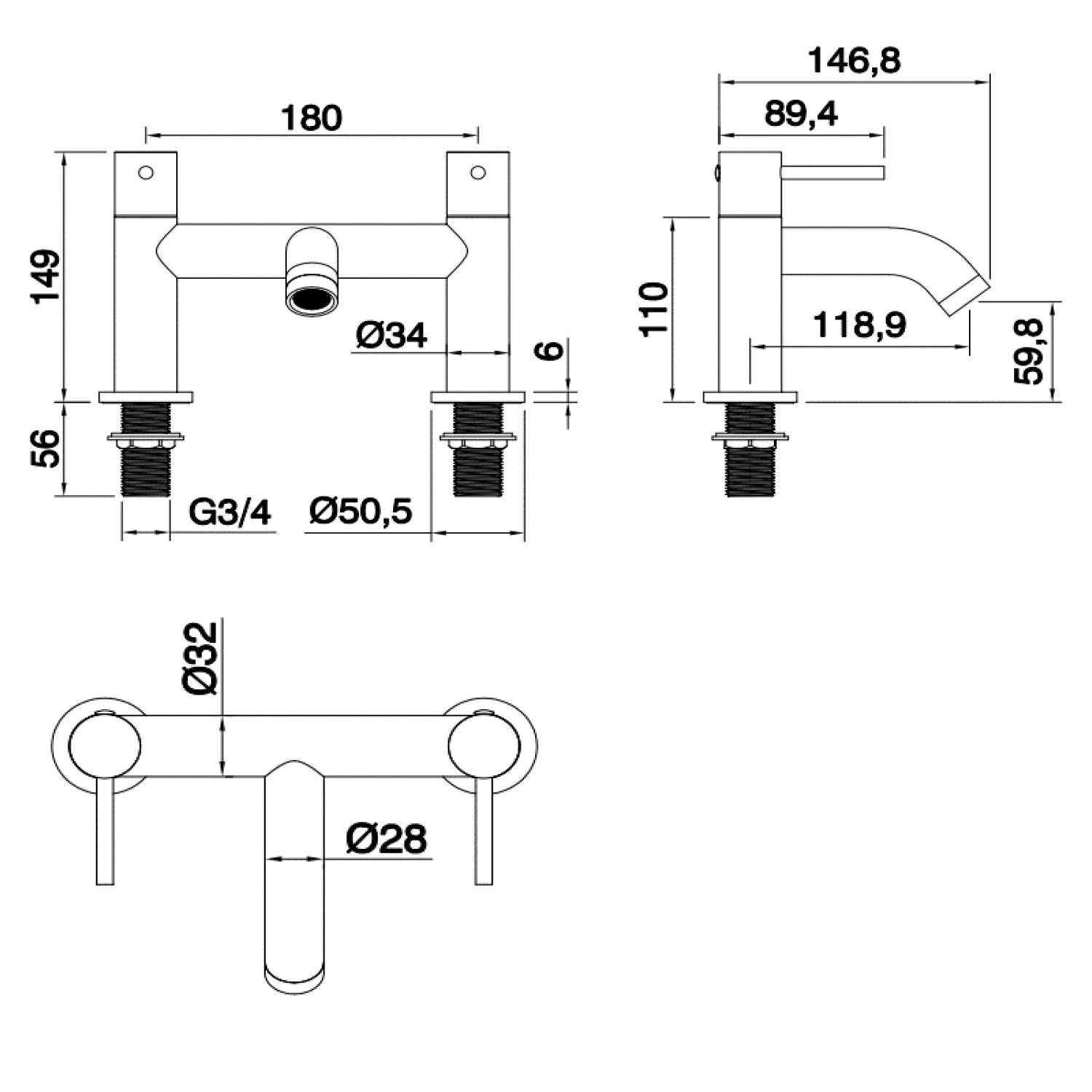 Harbour Clarity Chrome Deck Mounted Bath Filler 4 Harbour Clarity Chrome Deck Mounted Bath Filler - Image 2