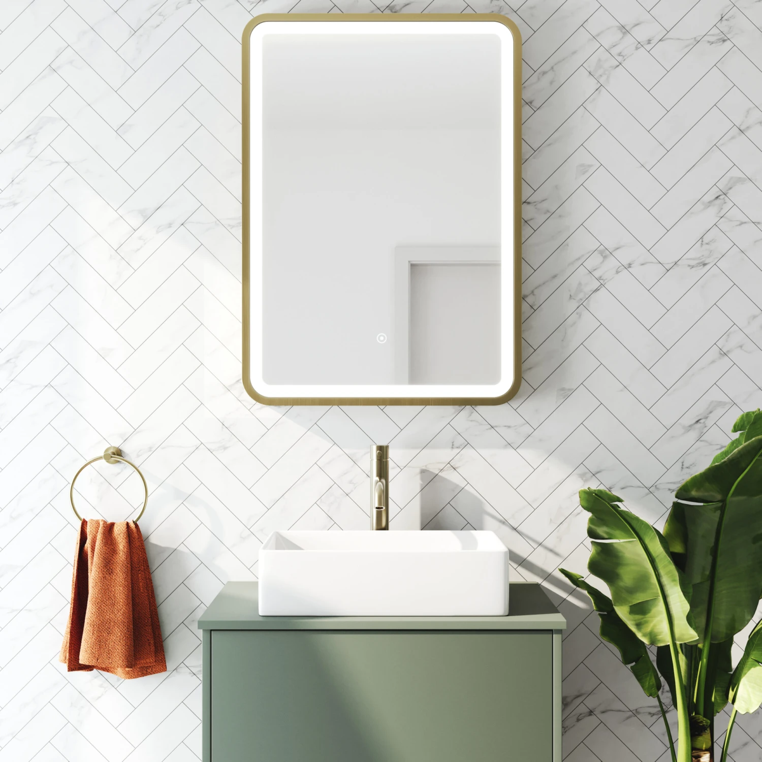 Harbour Clarity LED Illuminated Brushed Brass Framed Mirror With Demister Pad - 500 X 700mm 9 Harbour Clarity LED Illuminated Brushed Brass Framed Mirror With Demister Pad - 500 X 700mm - Image 7