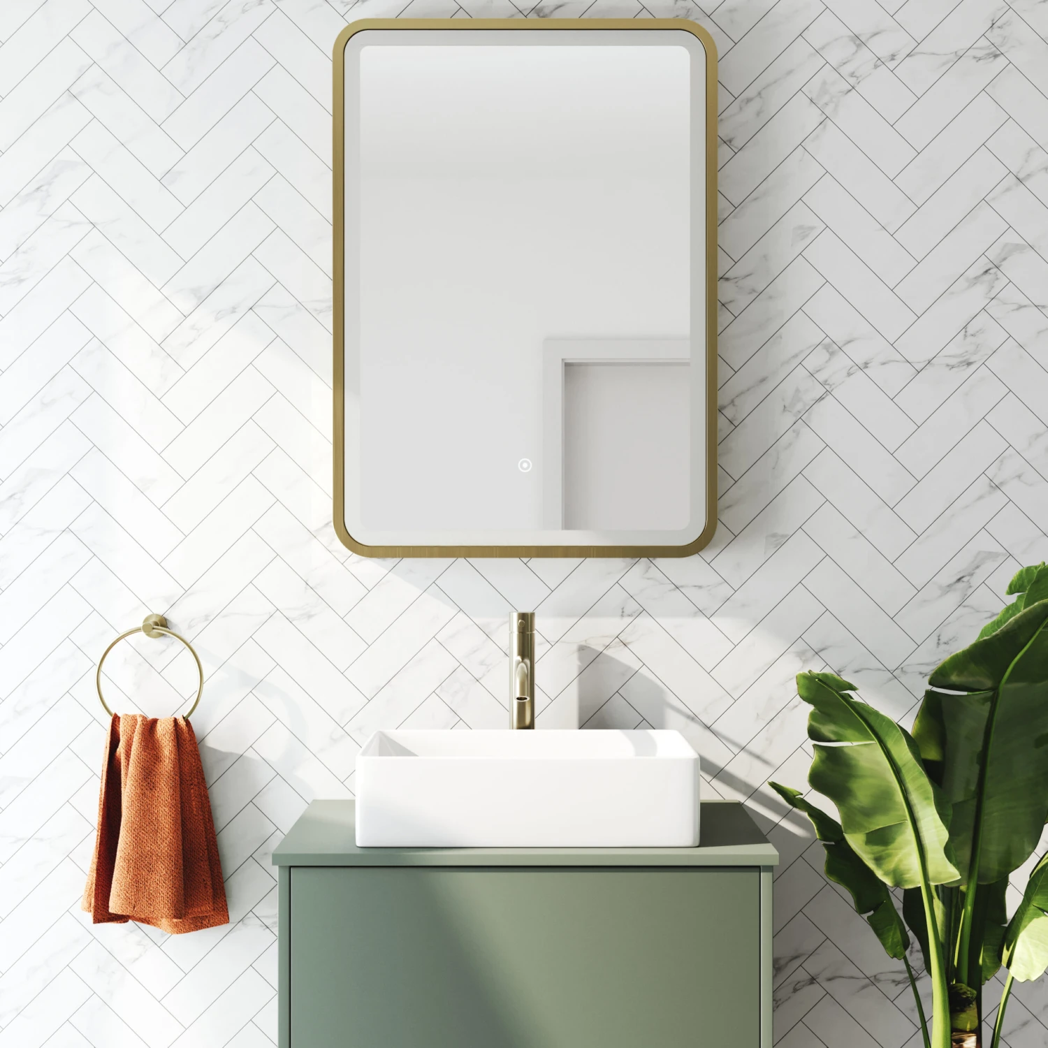 Harbour Clarity LED Illuminated Brushed Brass Framed Mirror With Demister Pad - 500 X 700mm 8 Harbour Clarity LED Illuminated Brushed Brass Framed Mirror With Demister Pad - 500 X 700mm - Image 6