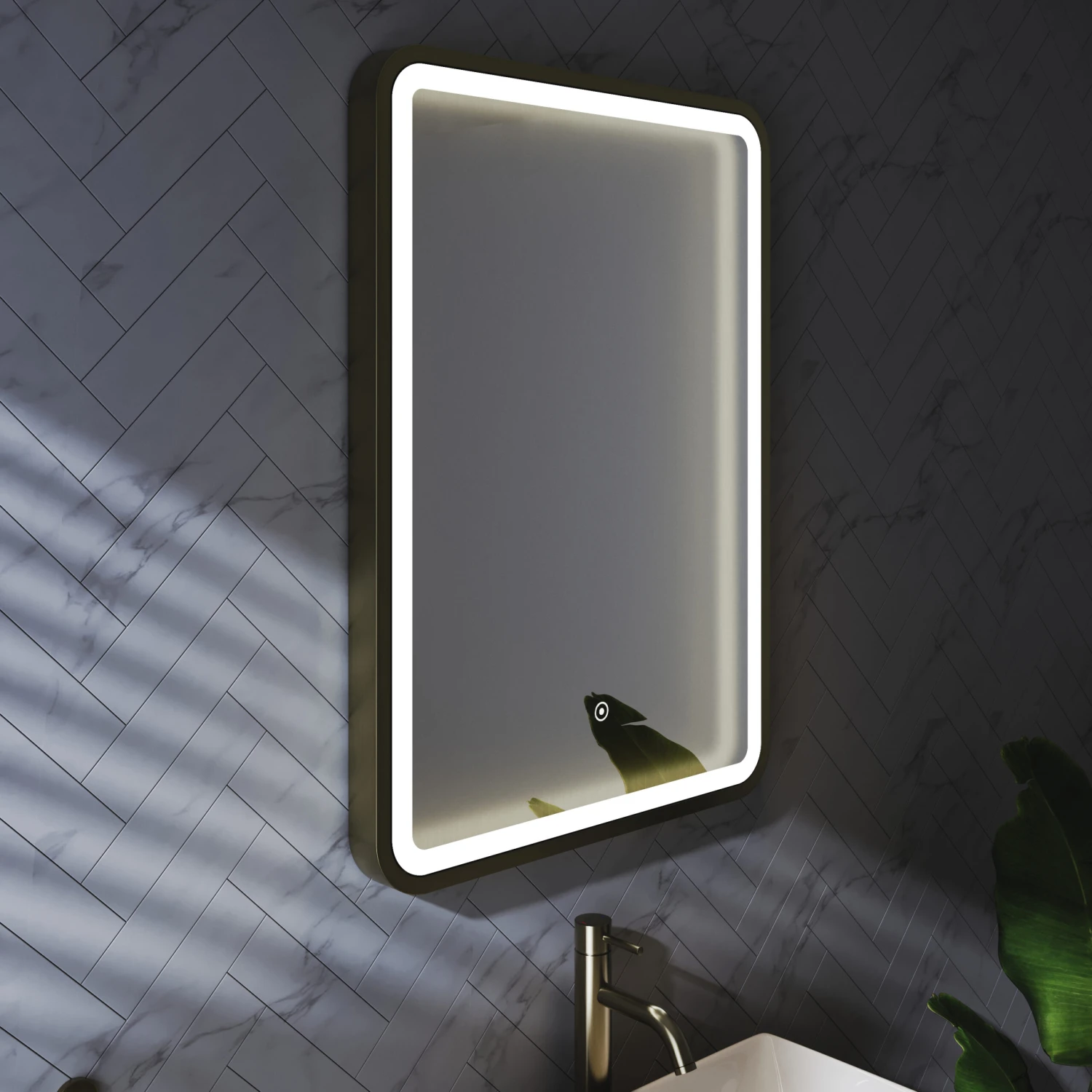 Harbour Clarity LED Illuminated Brushed Brass Framed Mirror With Demister Pad - 500 X 700mm 7 Harbour Clarity LED Illuminated Brushed Brass Framed Mirror With Demister Pad - 500 X 700mm - Image 5