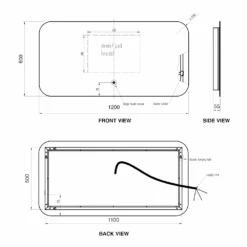 Harbour Clarity LED Bathroom Mirror With Demister Pad - 600 X 1200mm -Vado Sale Store harbour clarity led mirror 600x1200mm tech