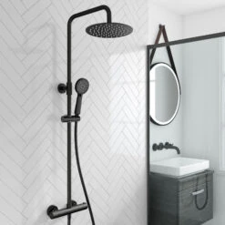 Harbour Clarity Matt Black Shower Package With Bar Valve And Adjustable Riser Rail