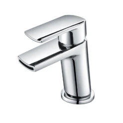 Vellamo Poise Mini Mono Basin Mixer With Push Waste - Chrome