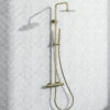 Harbour Clarity Brushed Brass Round Thermostatic Rigid Riser Shower Kit