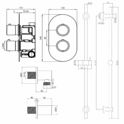 Harbour Clarity Brushed Brass Concealed Shower Valve & Slide Rail Shower Kit -Vado Sale Store harbour clarity shower valve and slide rail kit brushed brass pack tech
