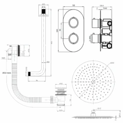 Harbour Clarity Brushed Brass Shower Package With 2 Outlet Valve, Fixed Head & Arm And Overflow Bath Filler -Vado Sale Store harbour clarity shower valve head arm filler pack brushed brass pack tech